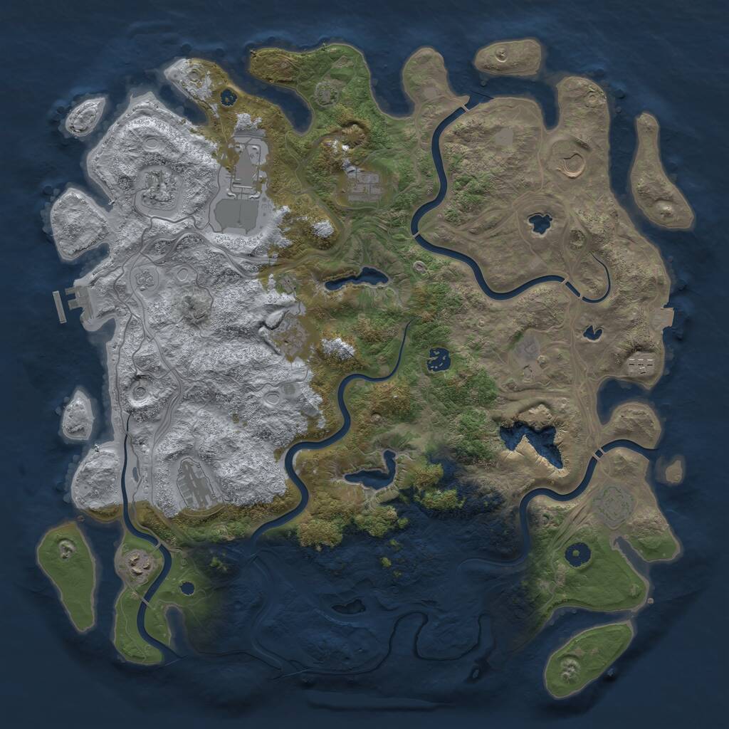 Rust Map: Procedural Map, Size: 4500, Seed: 175279384, 16 Monuments