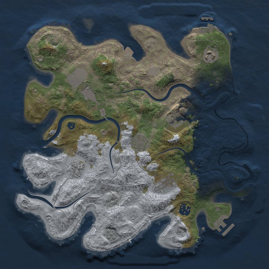 Rust Map: Procedural Map, Size: 3500, Seed: 1666885971, 14 Monuments