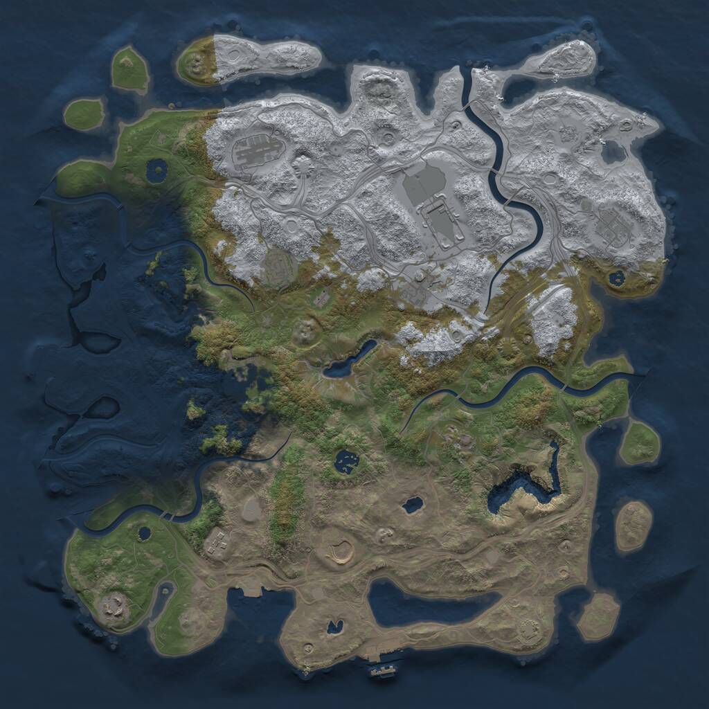 Rust Map: Procedural Map, Size: 4500, Seed: 1217545911, 17 Monuments