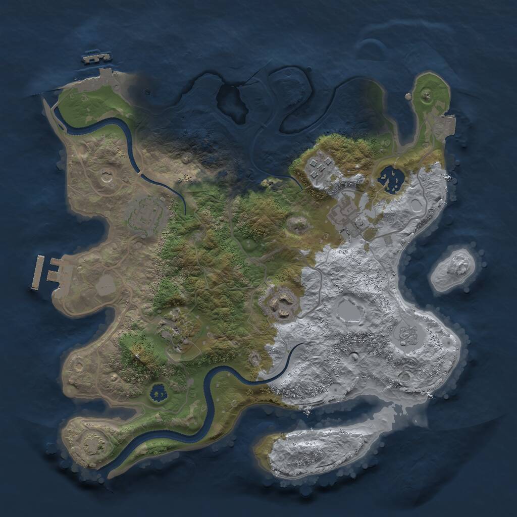 Rust Map: Procedural Map, Size: 3000, Seed: 77962, 12 Monuments