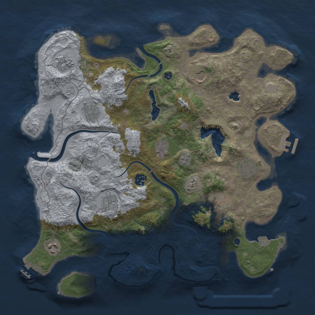 Rust Map: Procedural Map, Size: 4000, Seed: 538602667, 16 Monuments
