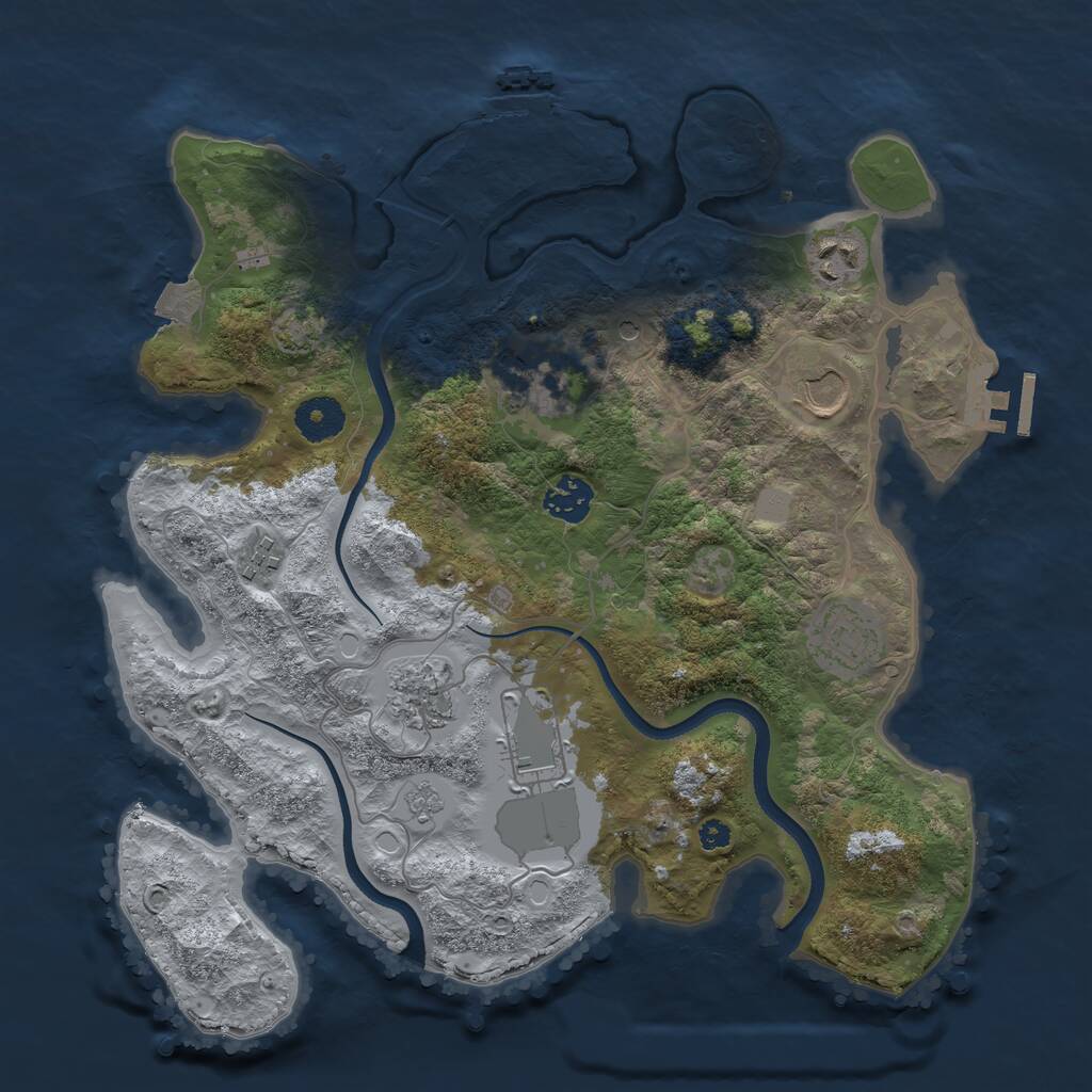 Rust Map: Procedural Map, Size: 3500, Seed: 68354, 14 Monuments