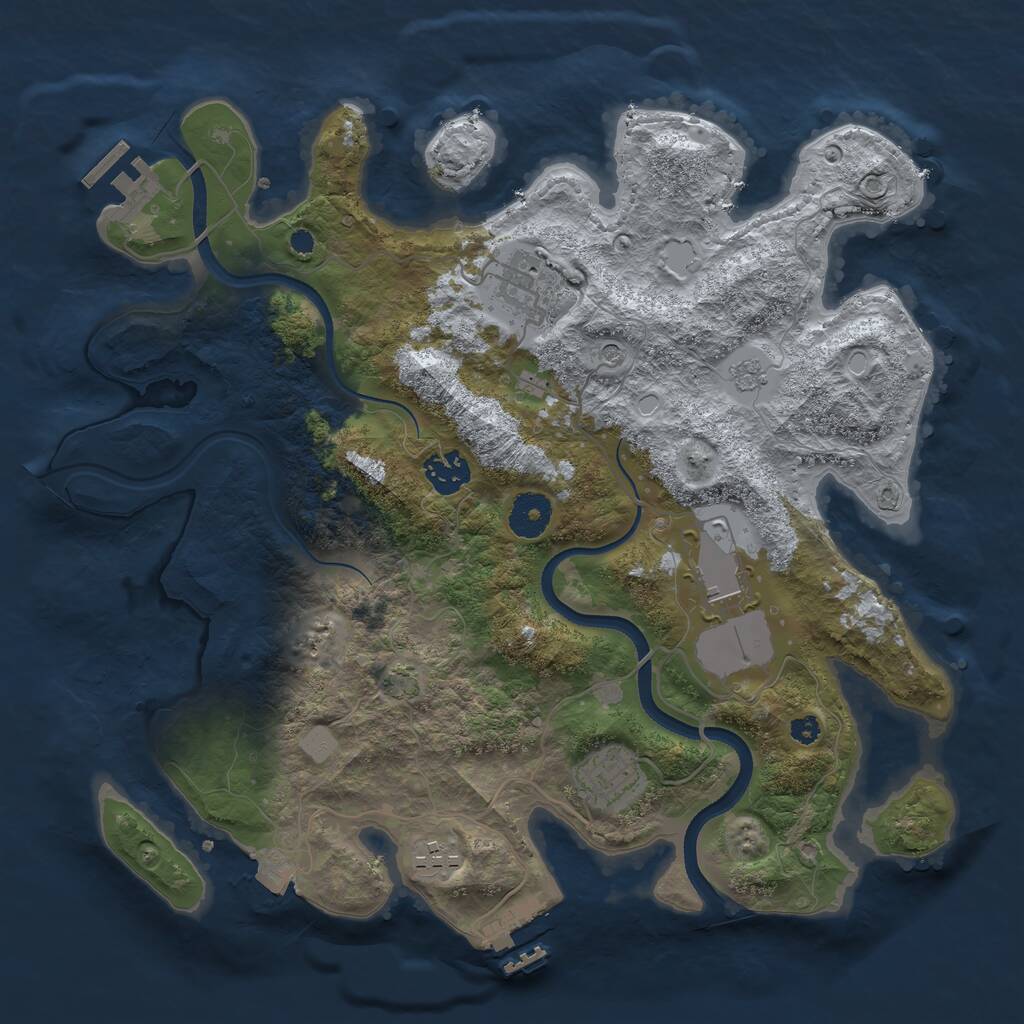 Rust Map: Procedural Map, Size: 3500, Seed: 690588376, 11 Monuments