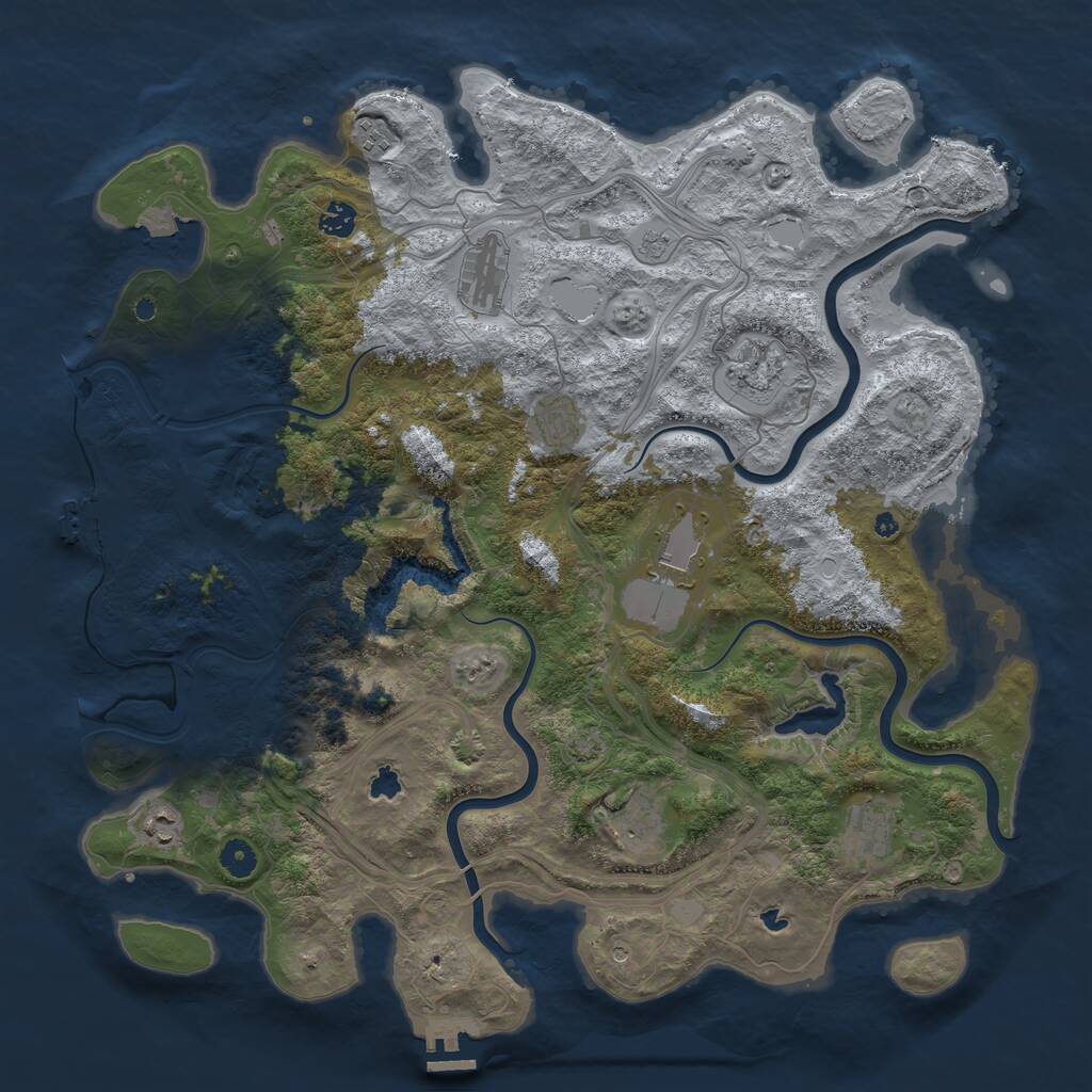 Rust Map: Procedural Map, Size: 4500, Seed: 543322240, 15 Monuments