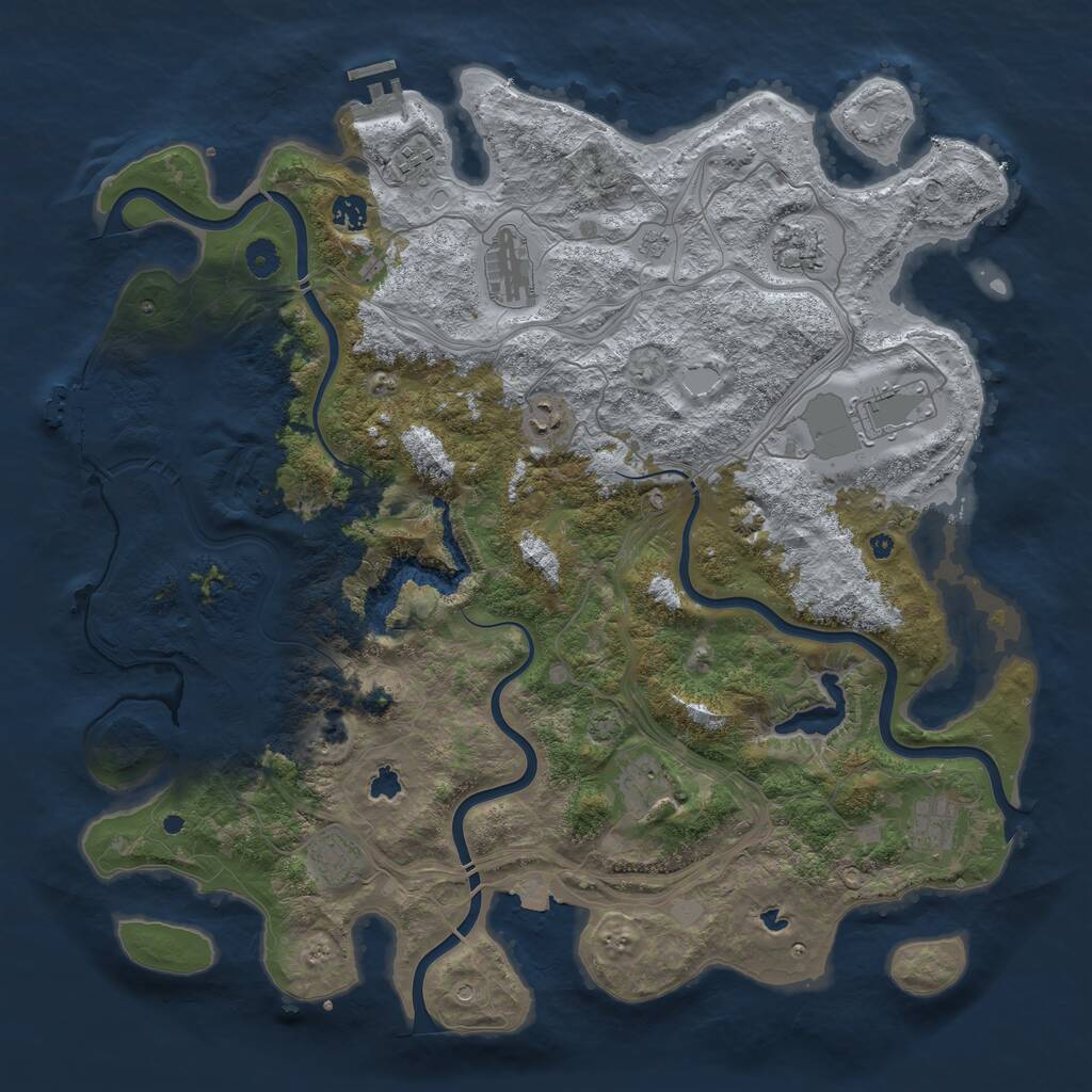 Rust Map: Procedural Map, Size: 4500, Seed: 543322240, 15 Monuments