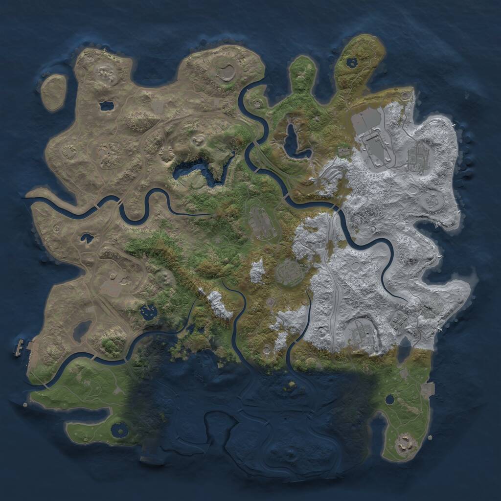 Rust Map: Procedural Map, Size: 4500, Seed: 616319921, 17 Monuments