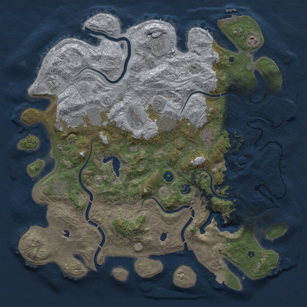 Rust Map: Procedural Map, Size: 4500, Seed: 338088806, 16 Monuments