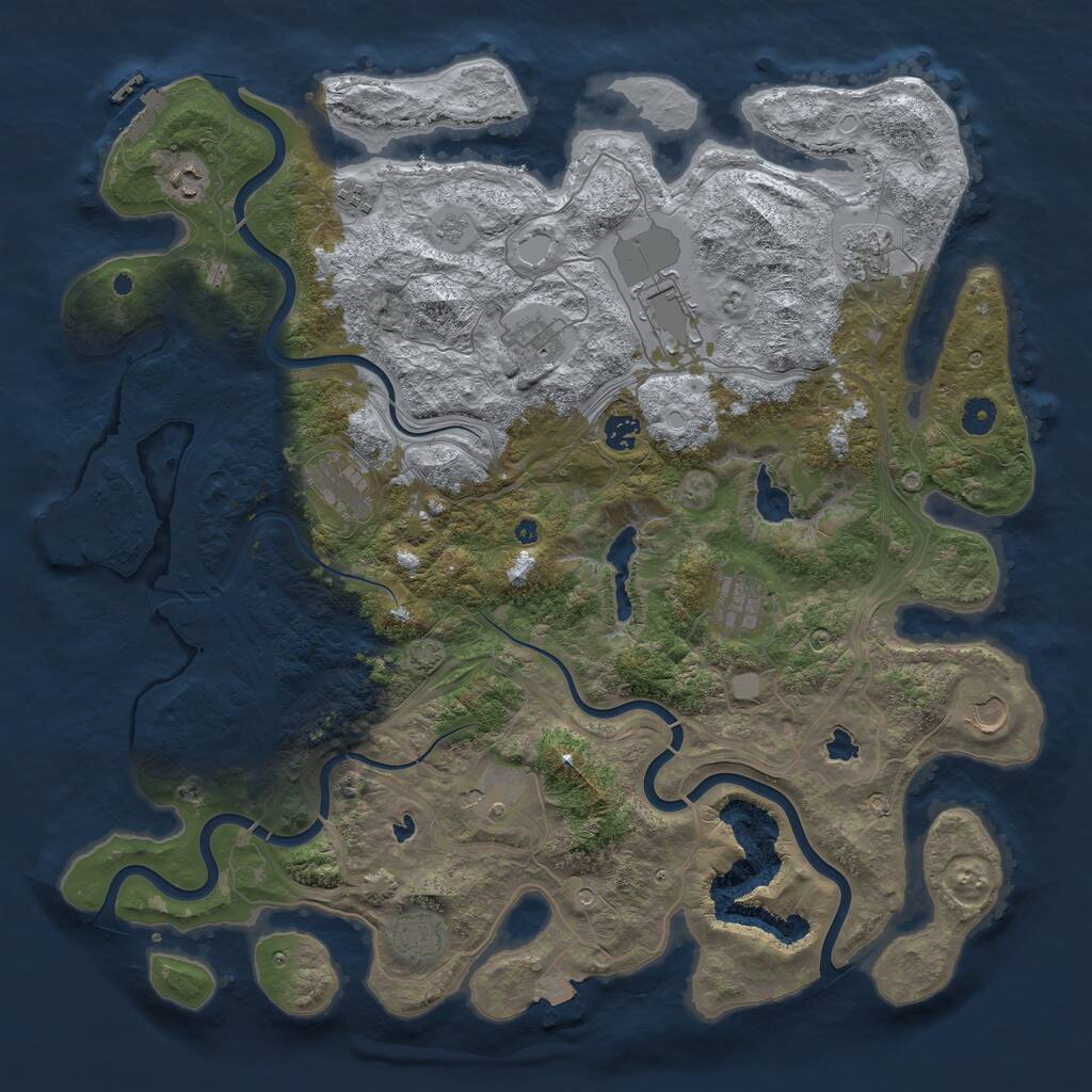 Rust Map: Procedural Map, Size: 4500, Seed: 1309420035, 17 Monuments