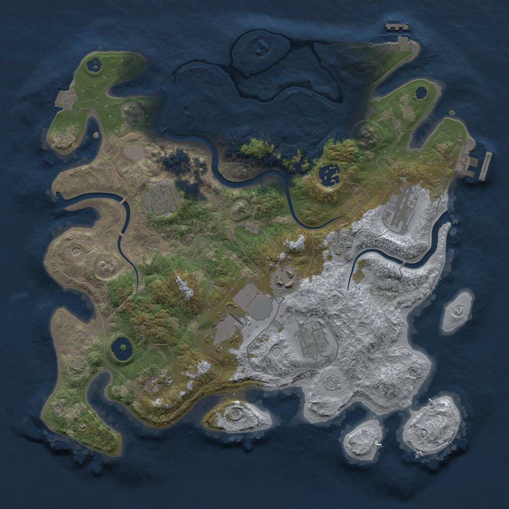 Rust Map: Procedural Map, Size: 3500, Seed: 1525214389, 14 Monuments