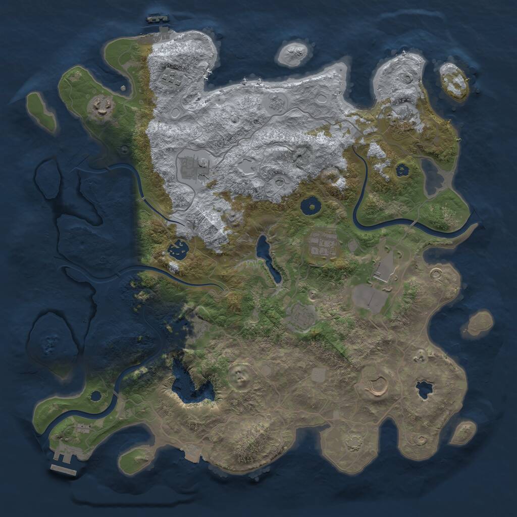 Rust Map: Procedural Map, Size: 4000, Seed: 1833543896, 16 Monuments