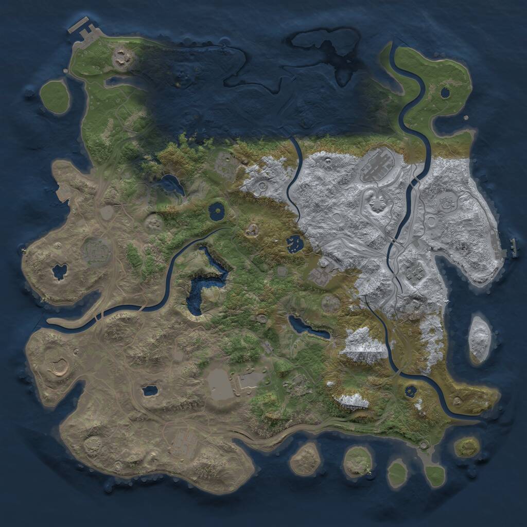 Rust Map: Procedural Map, Size: 4500, Seed: 54044563, 17 Monuments