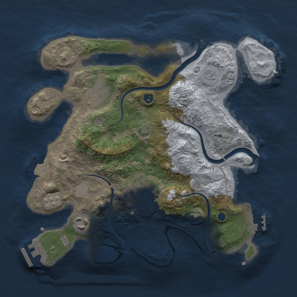 Rust Map: Procedural Map, Size: 3000, Seed: 2841, 10 Monuments