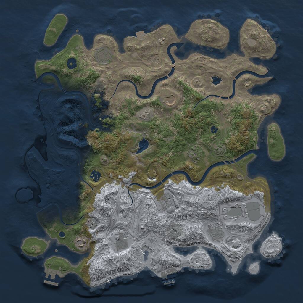 Rust Map: Procedural Map, Size: 4250, Seed: 1205606768, 16 Monuments