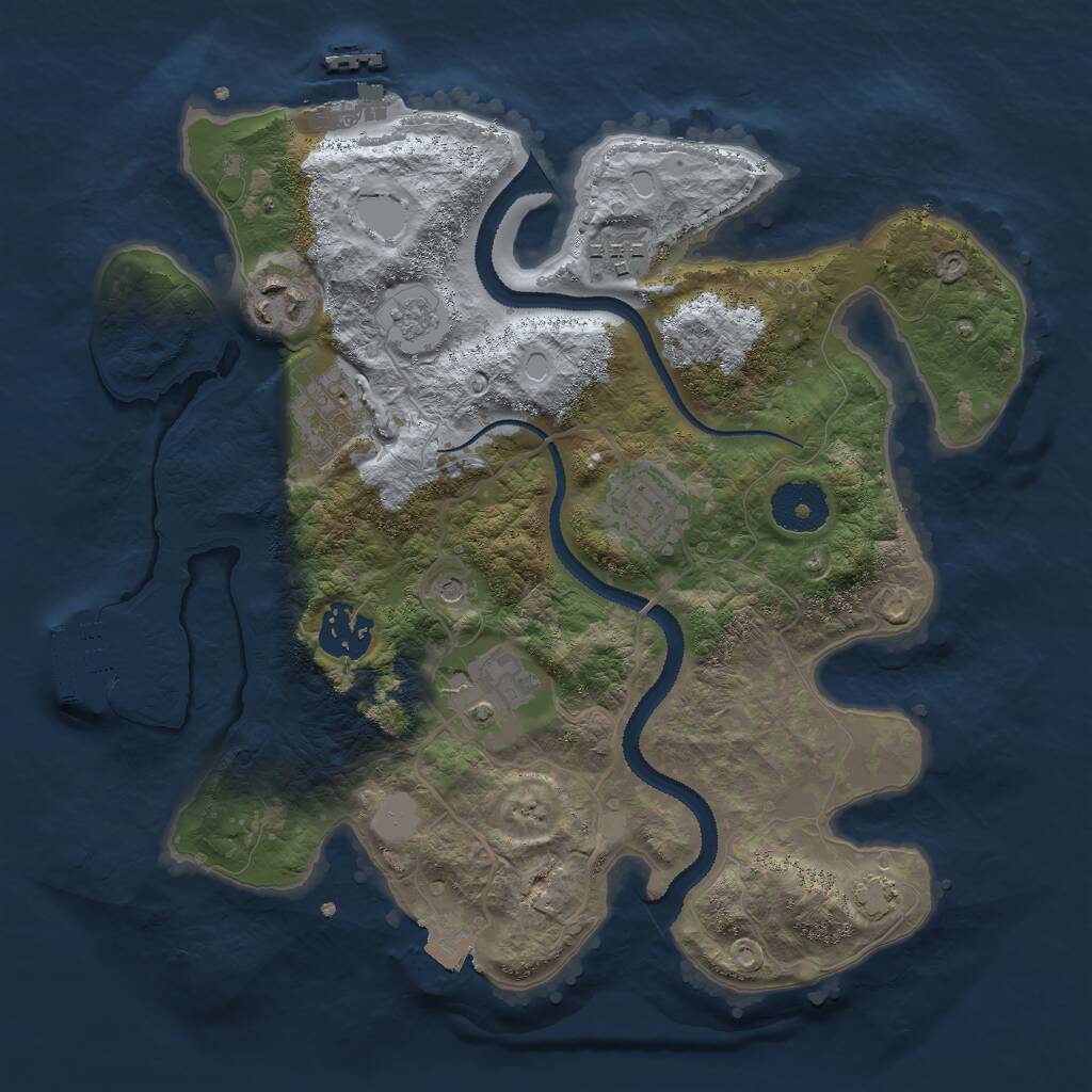 Rust Map: Procedural Map, Size: 3000, Seed: 46288, 12 Monuments