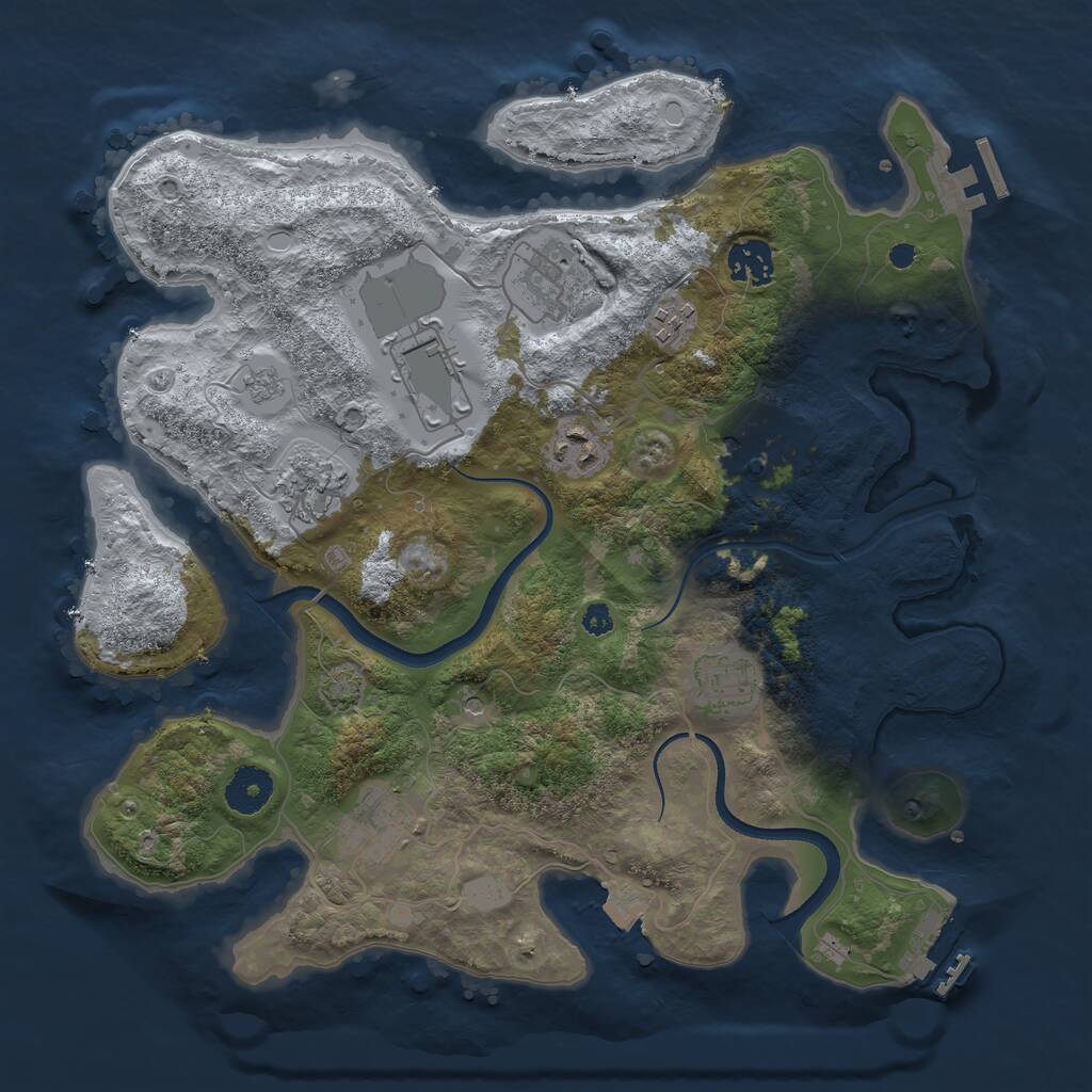Rust Map: Procedural Map, Size: 3500, Seed: 8843, 15 Monuments