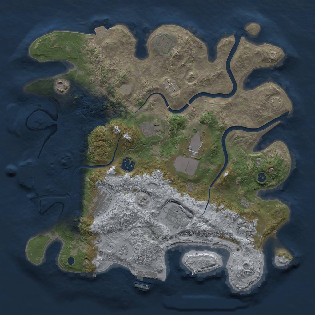 Rust Map: Procedural Map, Size: 3500, Seed: 1321268911, 15 Monuments