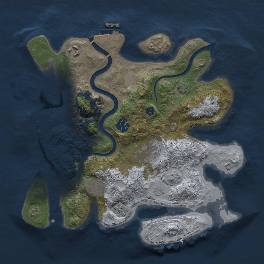 Rust Map: Procedural Map, Size: 3000, Seed: 2825, 10 Monuments