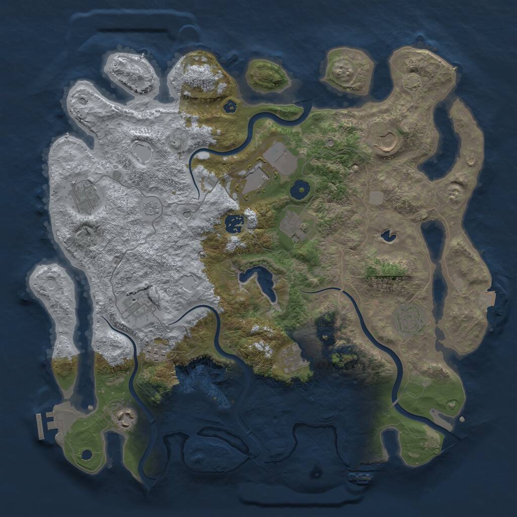 Rust Map: Procedural Map, Size: 4000, Seed: 1866644670, 16 Monuments