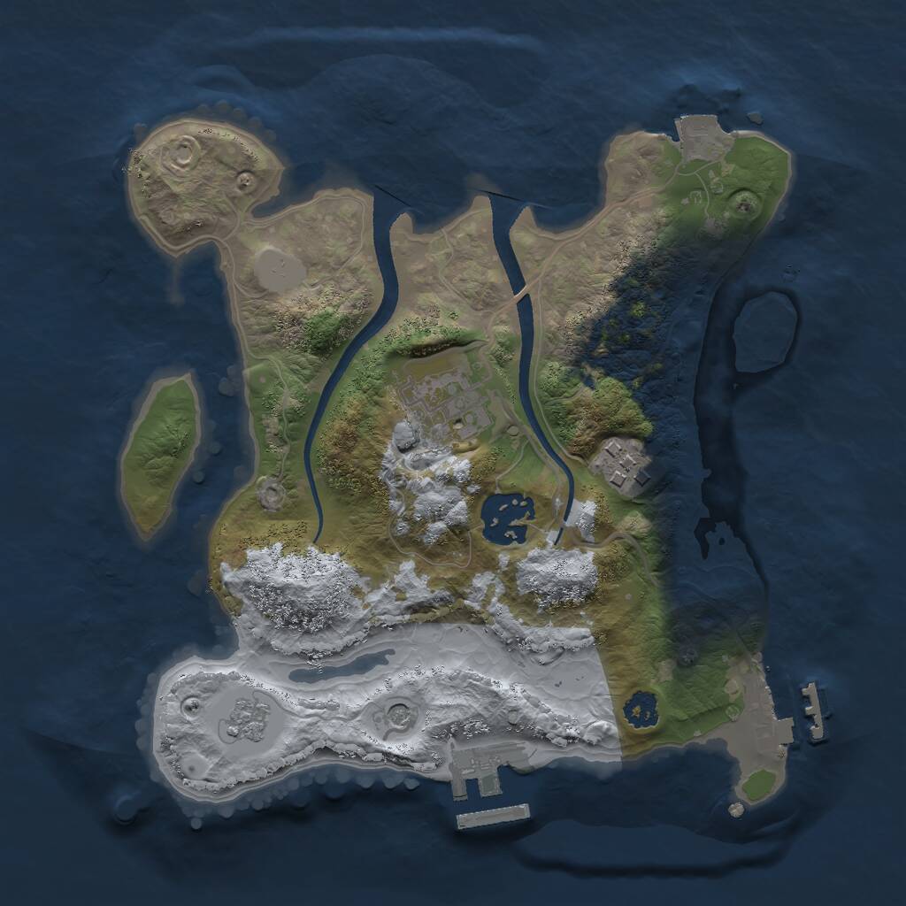 Rust Map: Procedural Map, Size: 2500, Seed: 86234587, 8 Monuments