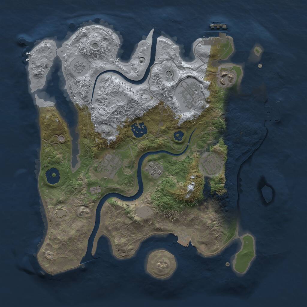 Rust Map: Procedural Map, Size: 3000, Seed: 15962, 12 Monuments