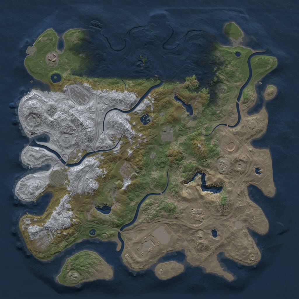 Rust Map: Procedural Map, Size: 4500, Seed: 1271039755, 17 Monuments