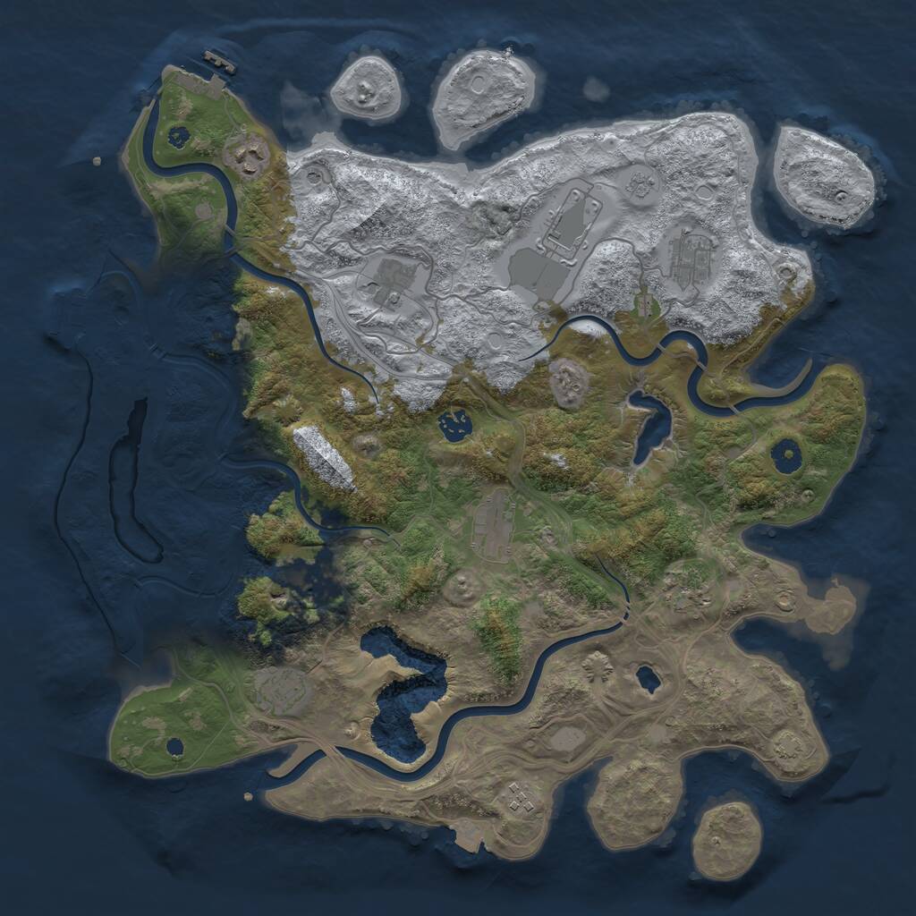 Rust Map: Procedural Map, Size: 4250, Seed: 391646612, 16 Monuments