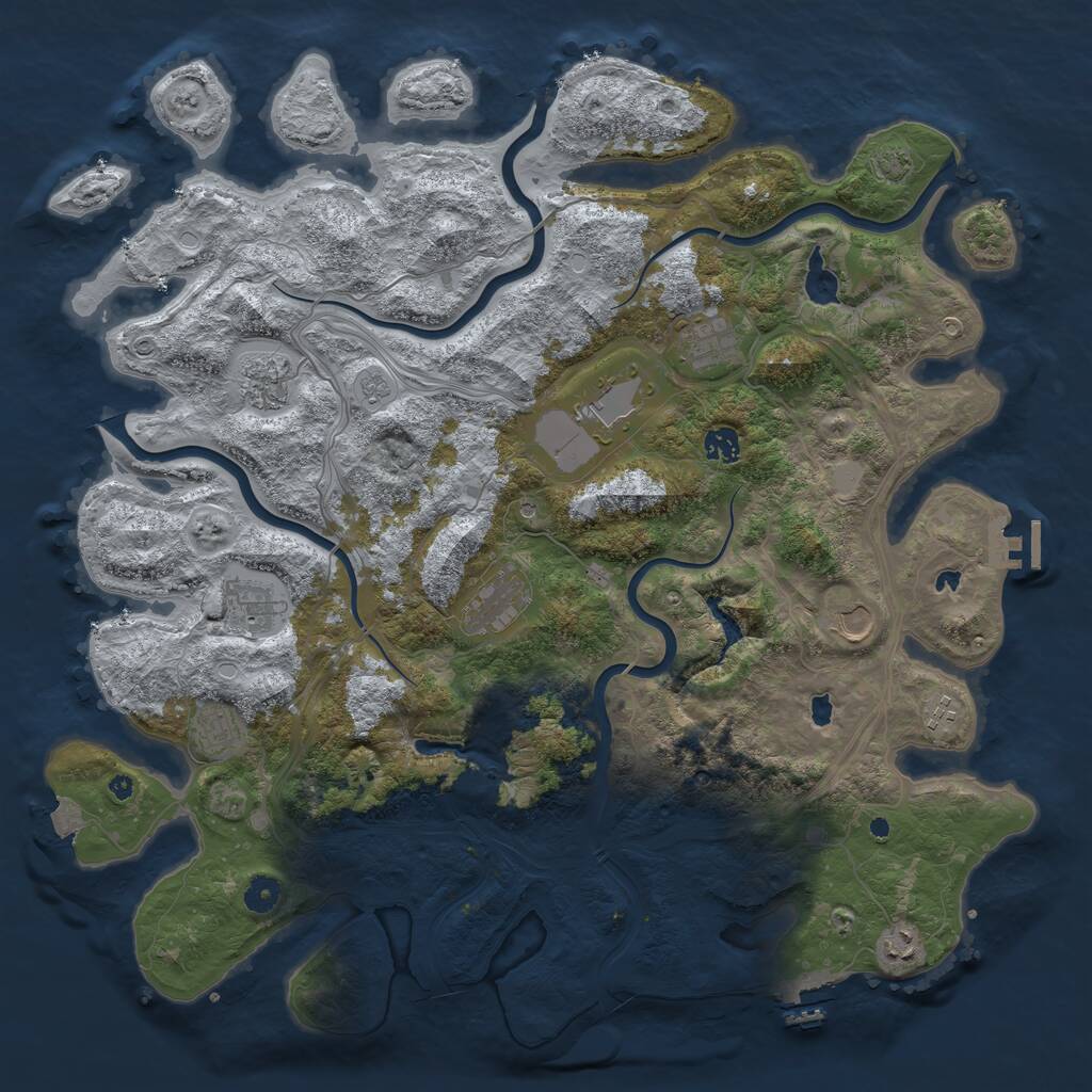 Rust Map: Procedural Map, Size: 4500, Seed: 873659834, 16 Monuments