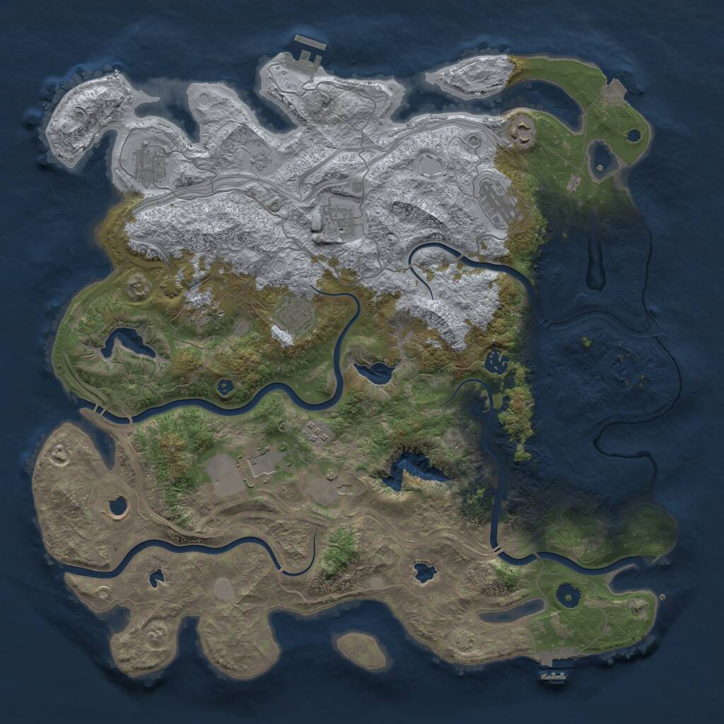 Rust Map: Procedural Map, Size: 4500, Seed: 2050823049, 17 Monuments