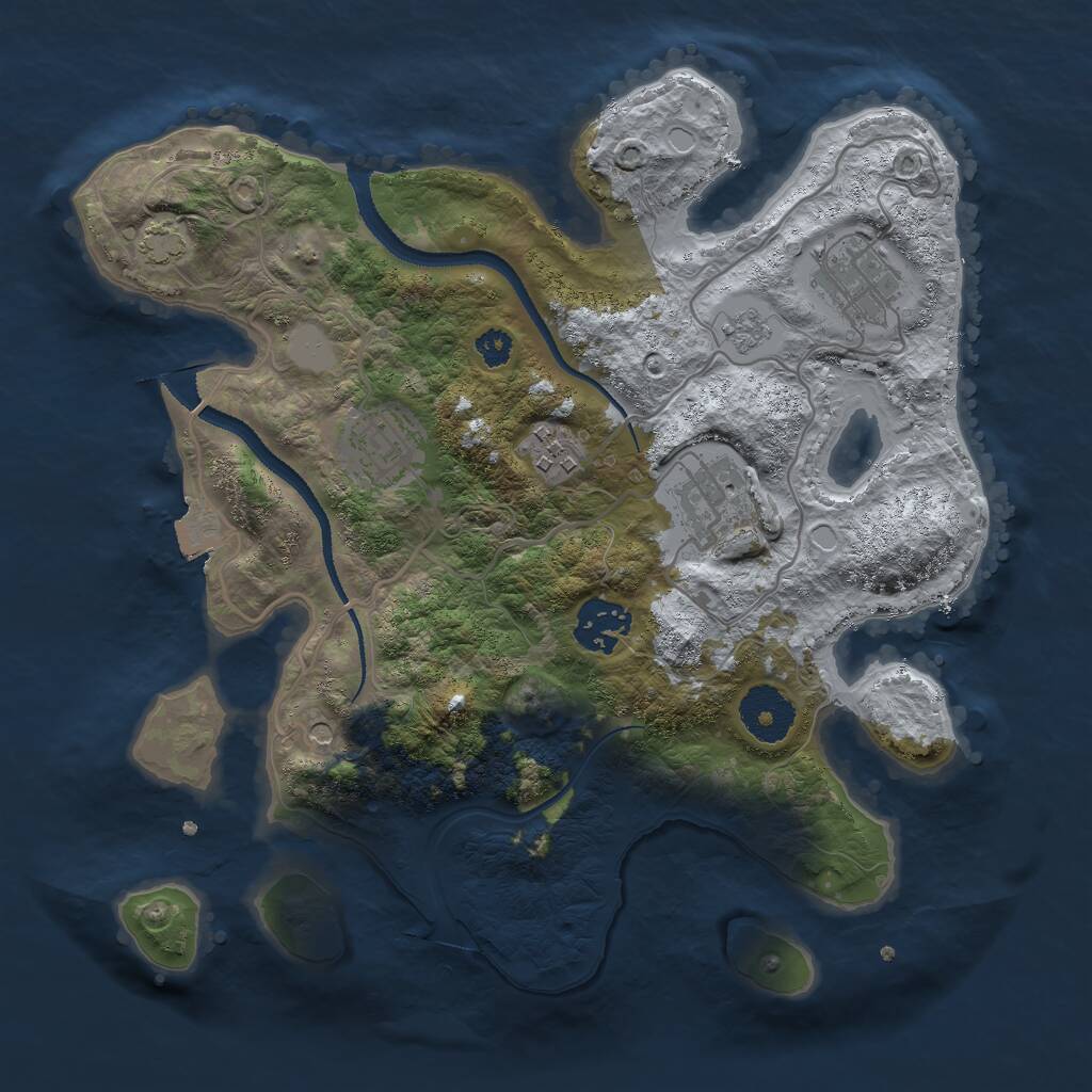 Rust Map: Procedural Map, Size: 3000, Seed: 14617, 9 Monuments