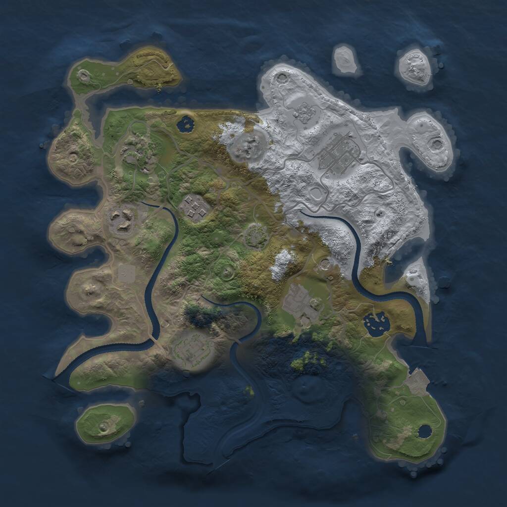 Rust Map: Procedural Map, Size: 3000, Seed: 2632, 11 Monuments
