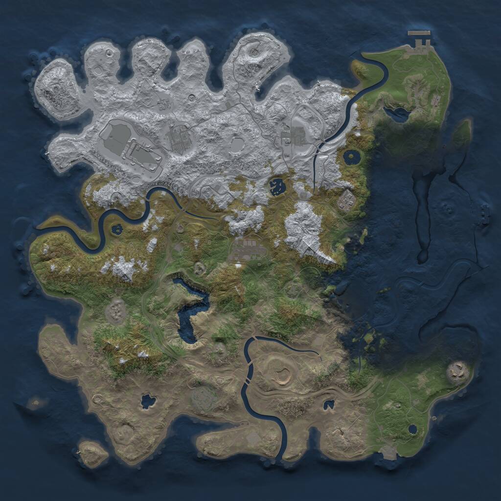 Rust Map: Procedural Map, Size: 4500, Seed: 470165853, 16 Monuments