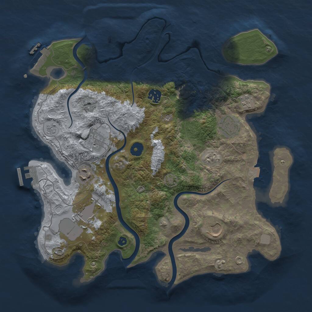 Rust Map: Procedural Map, Size: 3500, Seed: 554509401, 13 Monuments