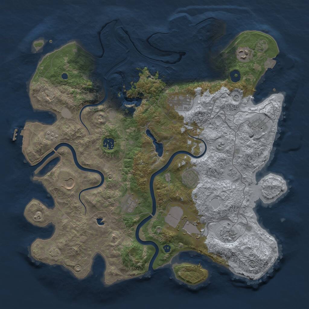 Rust Map: Procedural Map, Size: 4000, Seed: 353523075, 16 Monuments