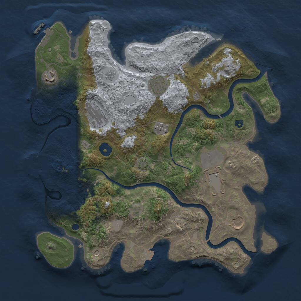 Rust Map: Procedural Map, Size: 3500, Seed: 99326, 12 Monuments