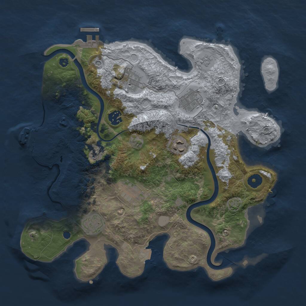 Rust Map: Procedural Map, Size: 3300, Seed: 1041664078, 13 Monuments