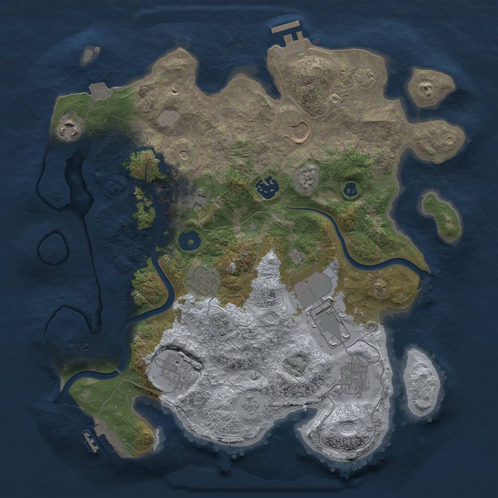 Rust Map: Procedural Map, Size: 3500, Seed: 965290949, 15 Monuments