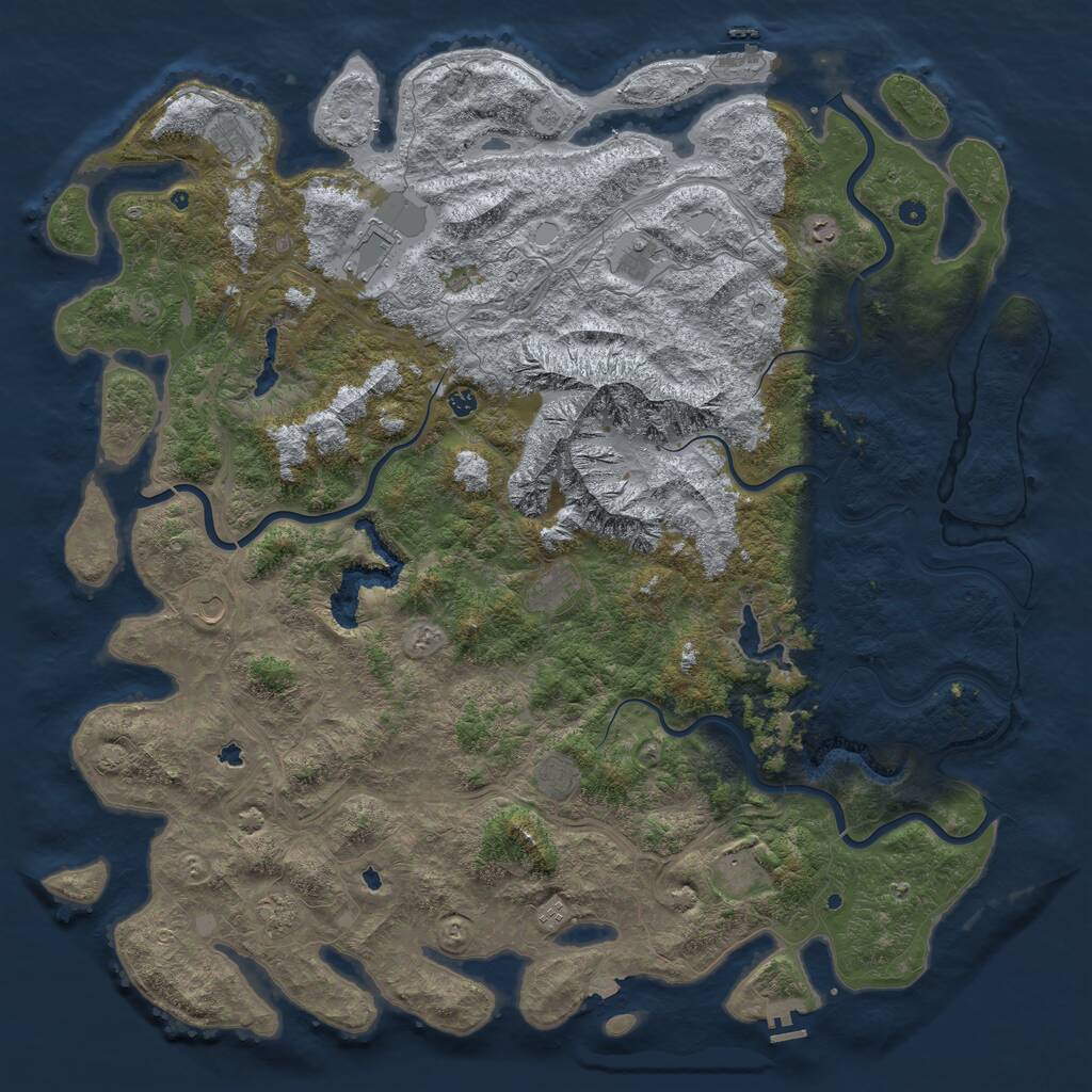 Rust Map: Procedural Map, Size: 6000, Seed: 2138, 17 Monuments