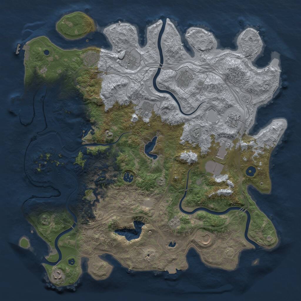 Rust Map: Procedural Map, Size: 4500, Seed: 1975841129, 17 Monuments