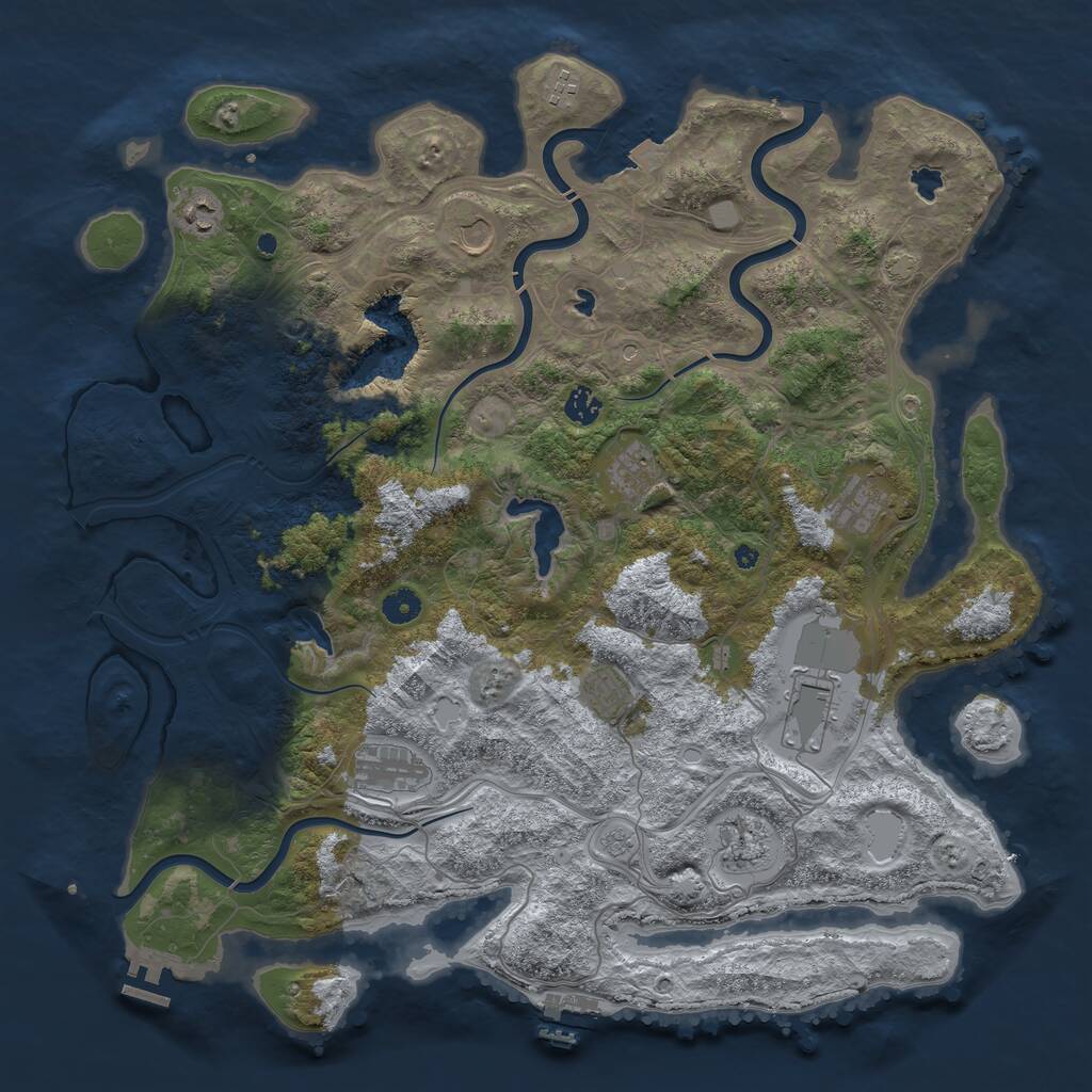 Rust Map: Procedural Map, Size: 4500, Seed: 460662373, 16 Monuments