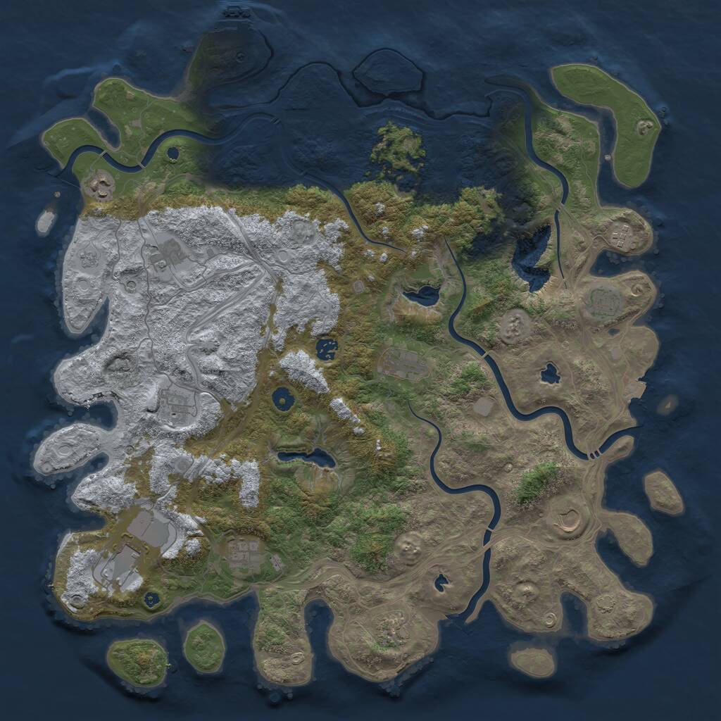 Rust Map: Procedural Map, Size: 4800, Seed: 1232765293, 16 Monuments