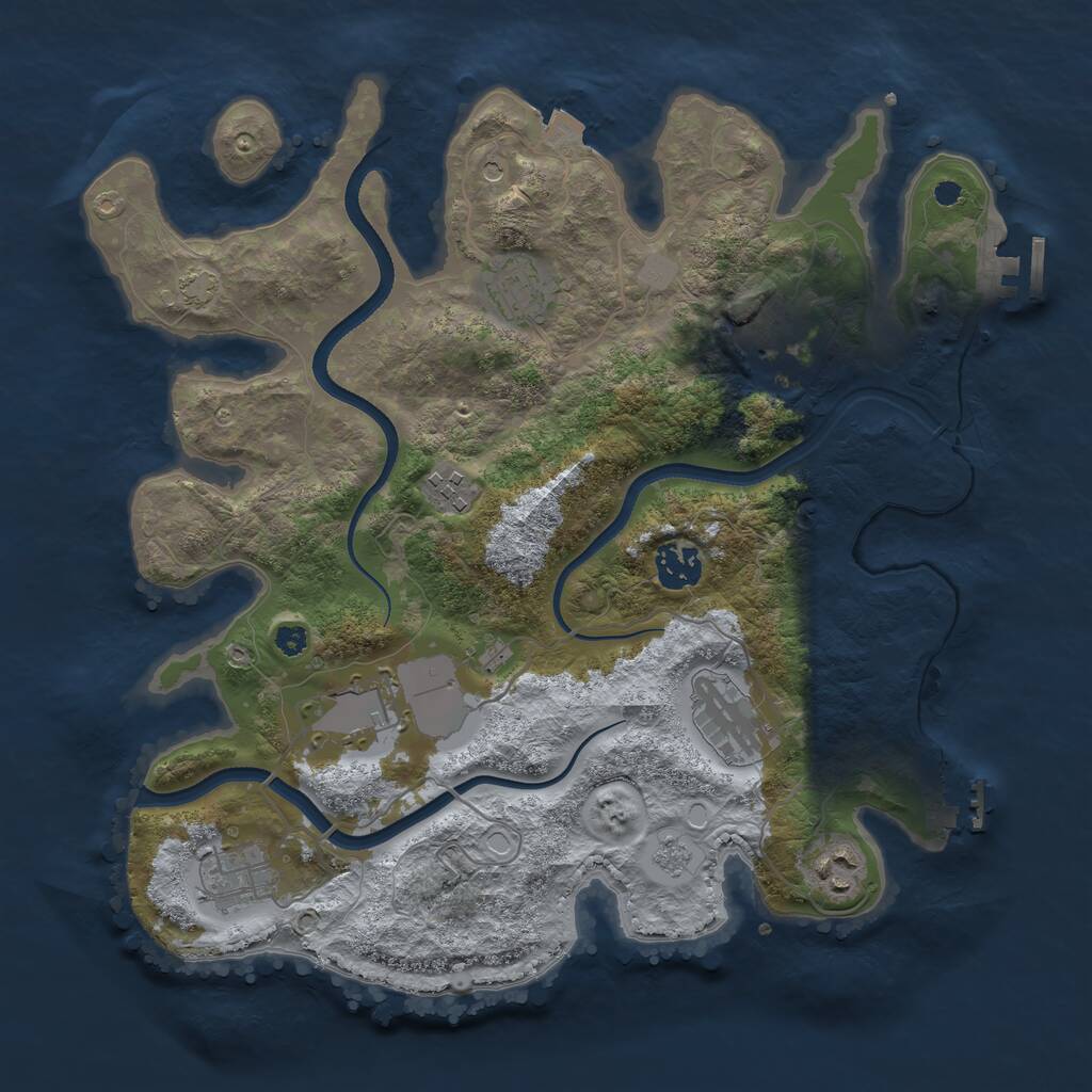 Rust Map: Procedural Map, Size: 3500, Seed: 361755353, 14 Monuments