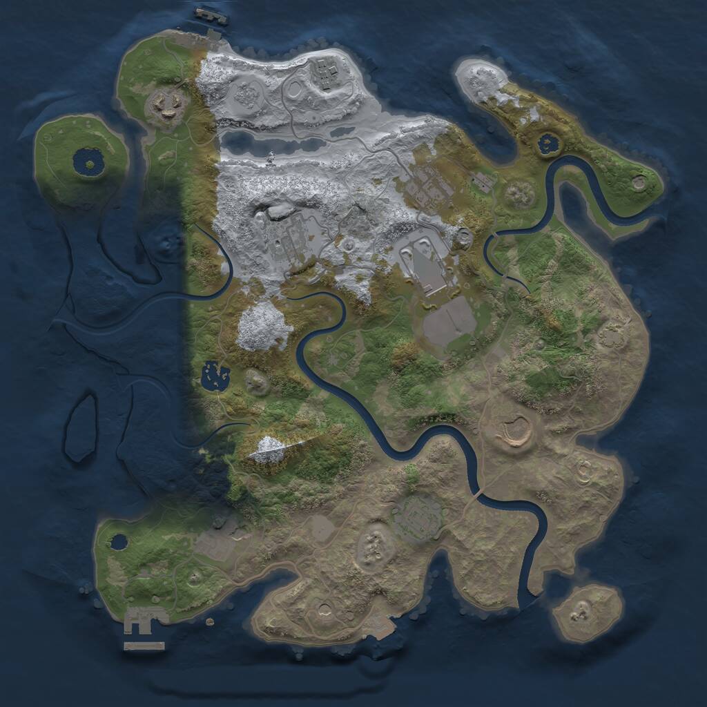 Rust Map: Procedural Map, Size: 3500, Seed: 123842934, 15 Monuments