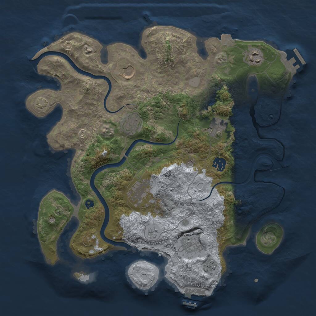 Rust Map: Procedural Map, Size: 3500, Seed: 822138567, 14 Monuments