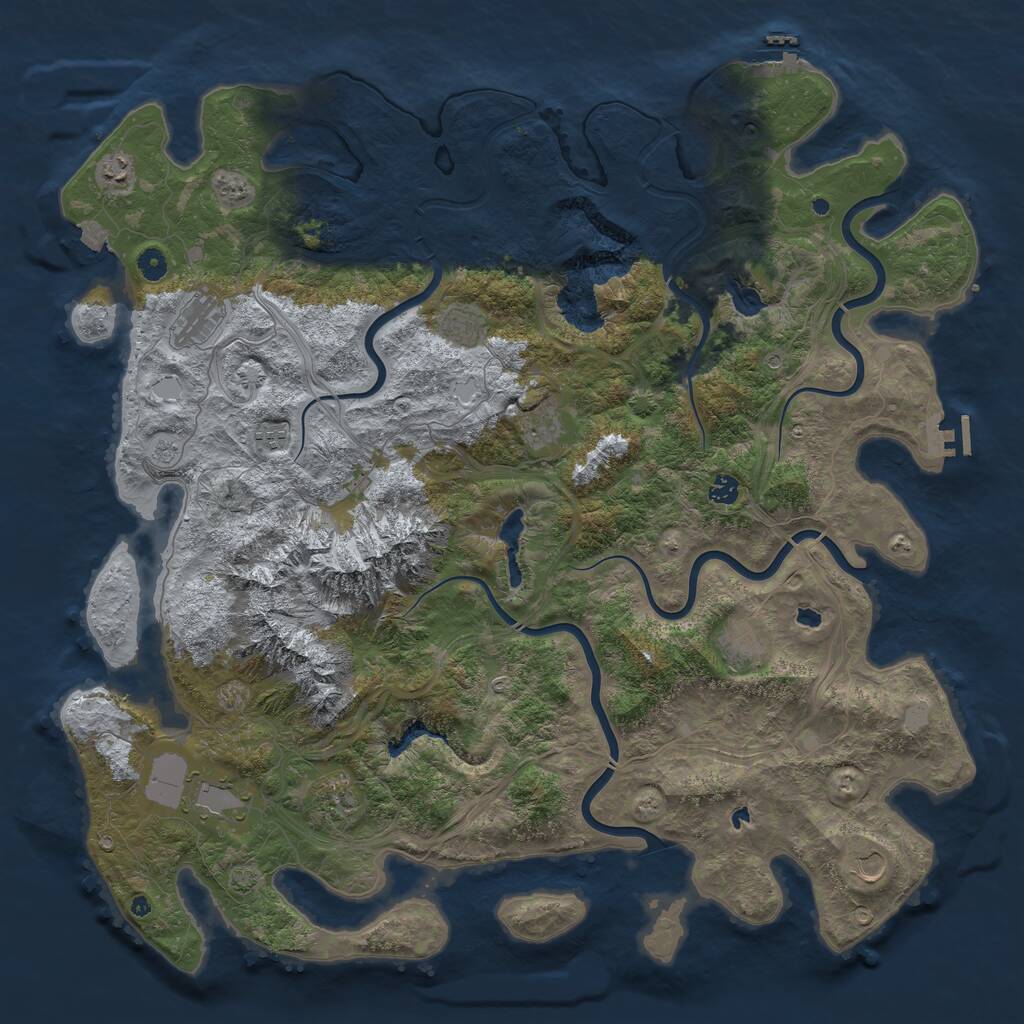 Rust Map: Procedural Map, Size: 5100, Seed: 975057583, 16 Monuments