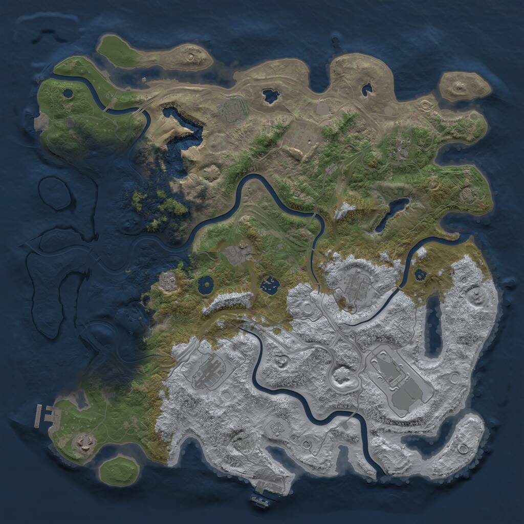 Rust Map: Procedural Map, Size: 4500, Seed: 1985994643, 16 Monuments