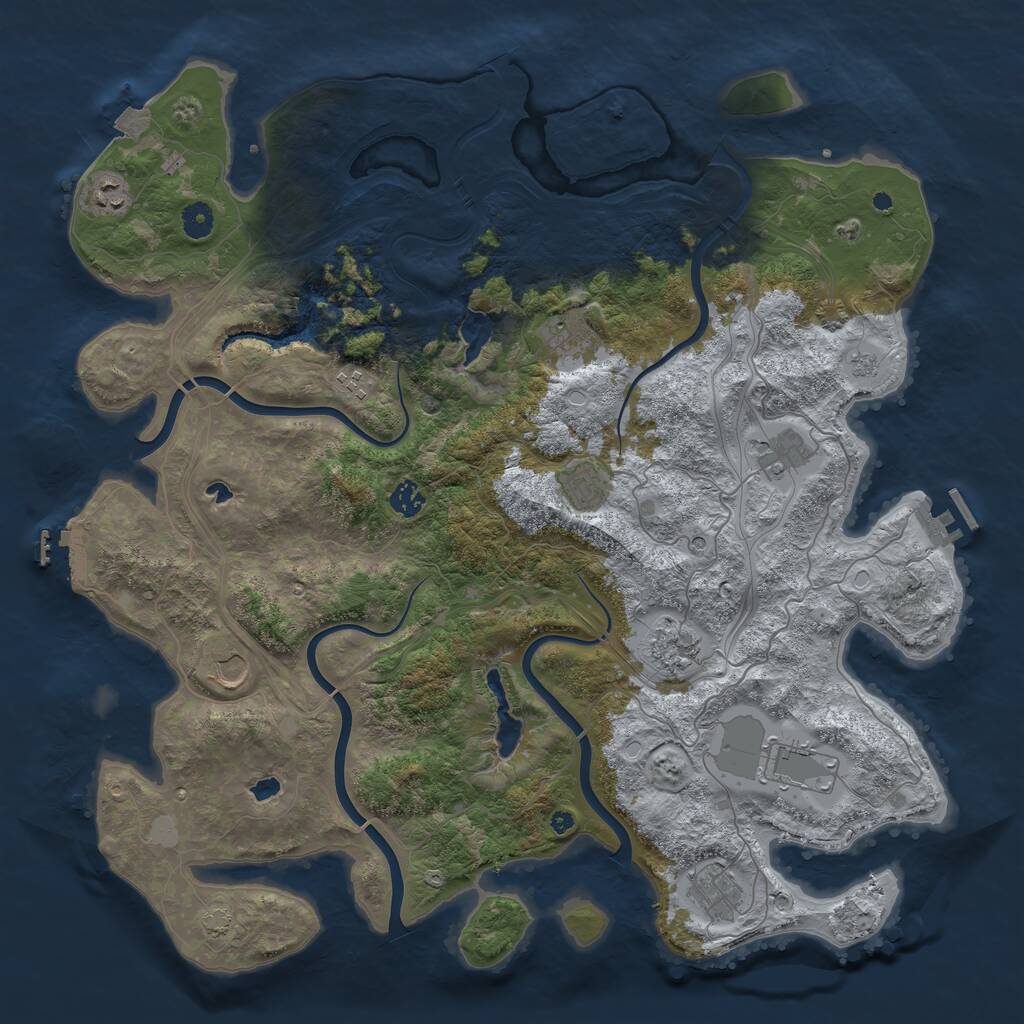 Rust Map: Procedural Map, Size: 4500, Seed: 1420592213, 16 Monuments