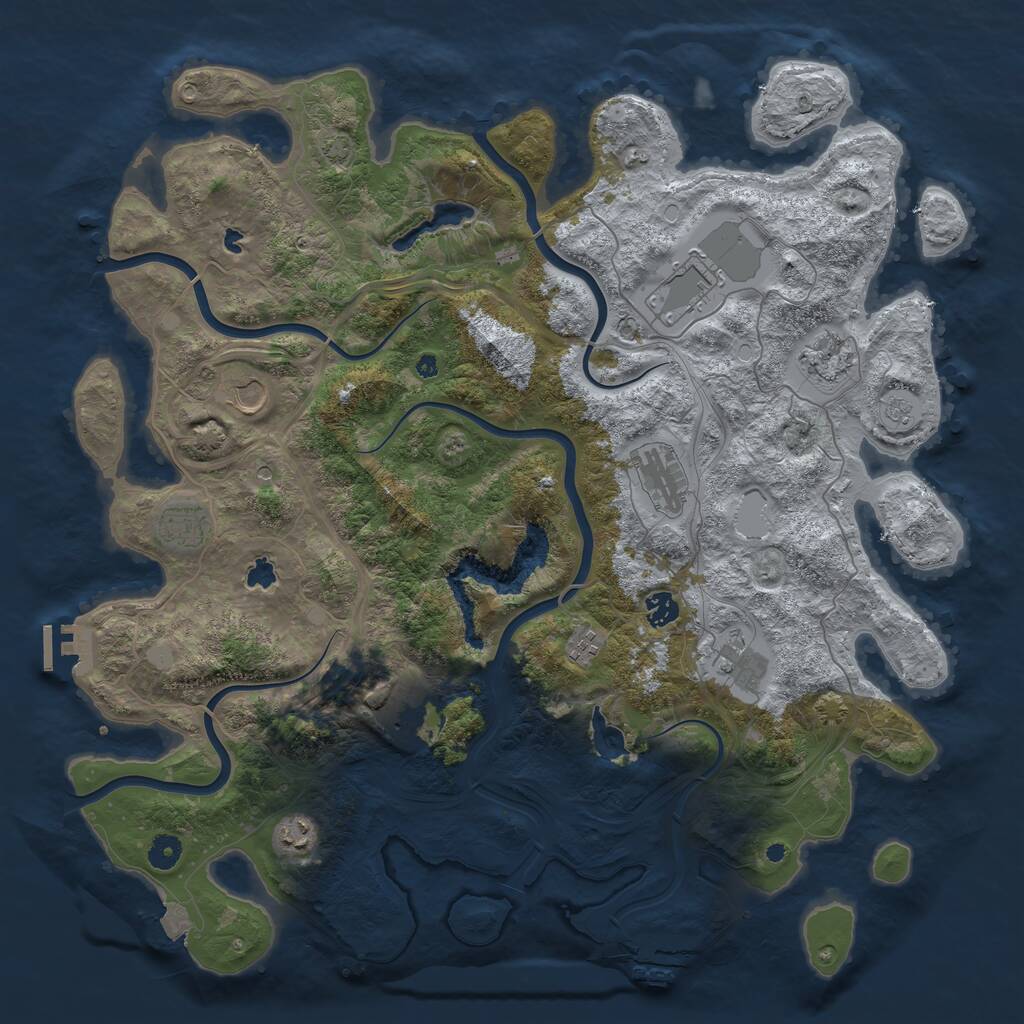 Rust Map: Procedural Map, Size: 4500, Seed: 2079652042, 16 Monuments