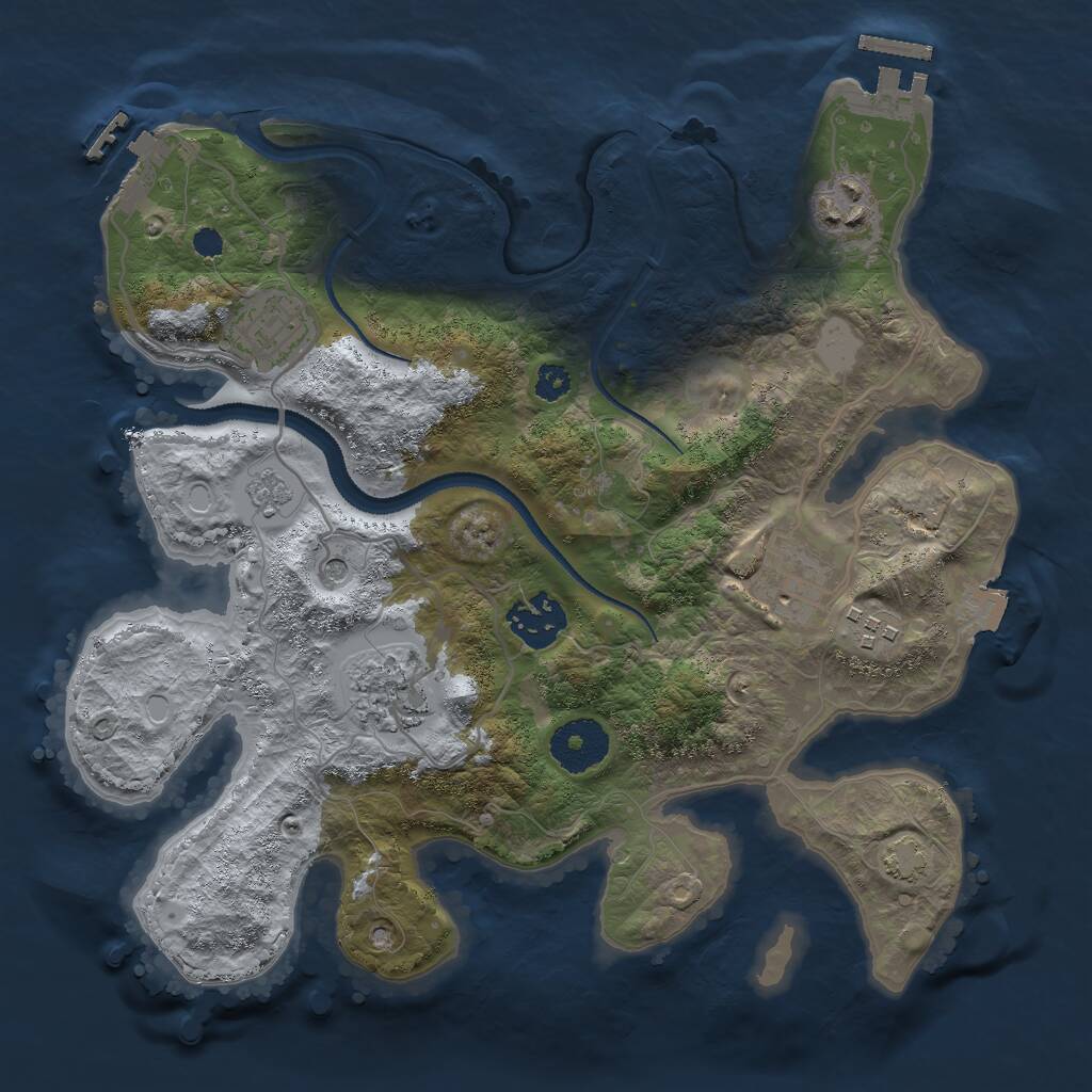Rust Map: Procedural Map, Size: 3000, Seed: 12256, 12 Monuments