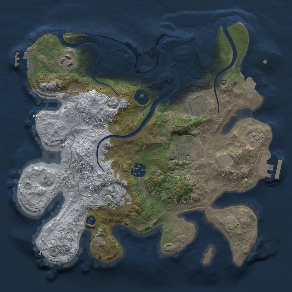 Rust Map: Procedural Map, Size: 3000, Seed: 12256, 12 Monuments