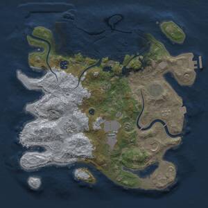 Thumbnail Rust Map: Procedural Map, Size: 3500, Seed: 1064574924, 12 Monuments